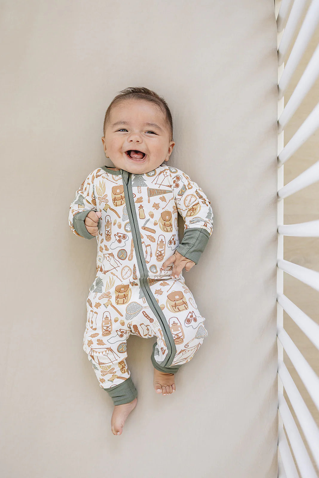 Ribbed Zipper Footed Pajamas | Camping