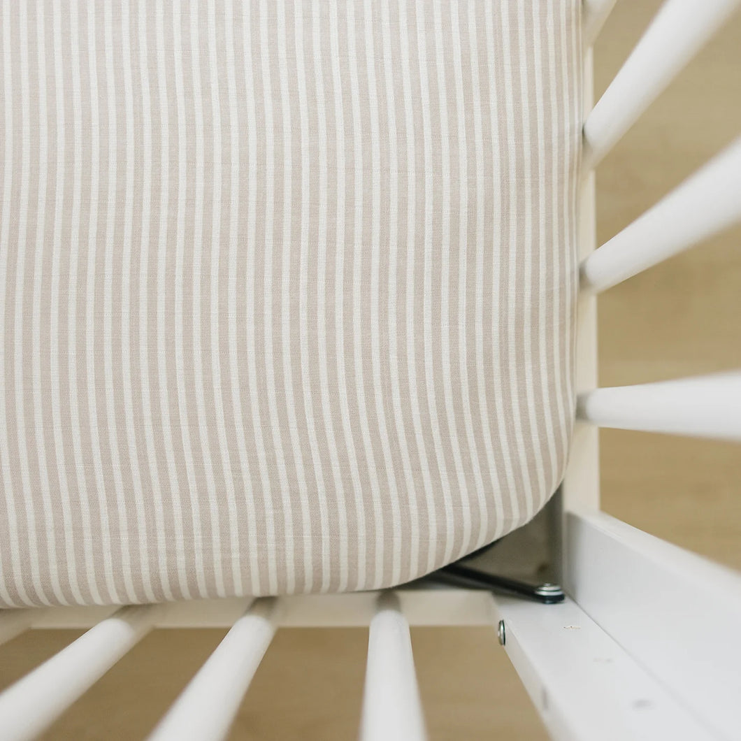 Muslin Crib Sheet | Taupe Stripe