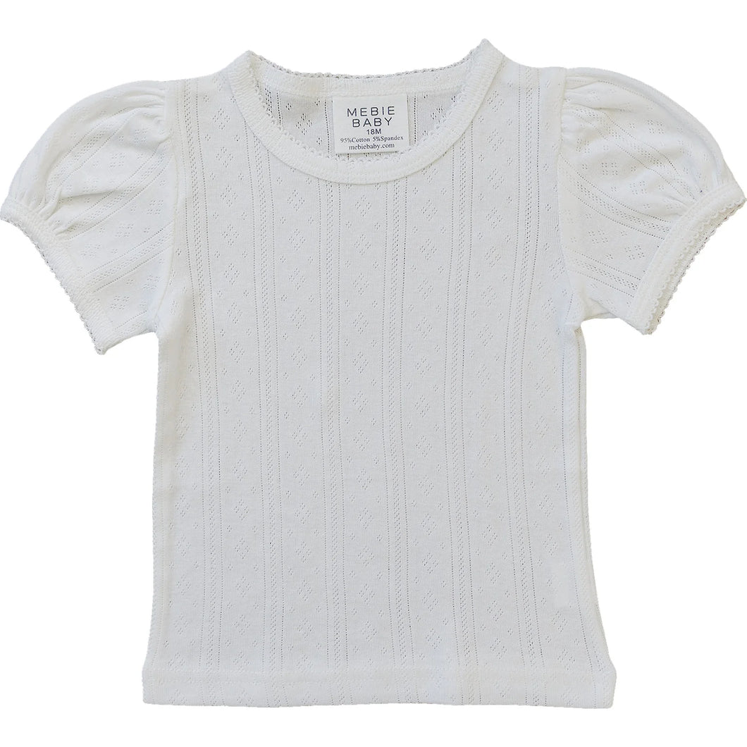 Organic Cotton White Pointelle T-Shirt