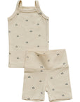 Organic Cotton Tank & Shorts Set | Cream + Tulips