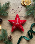 Hand Red Wool Star Ornament