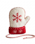 Hand Embroidered Wool Mitten Ornament