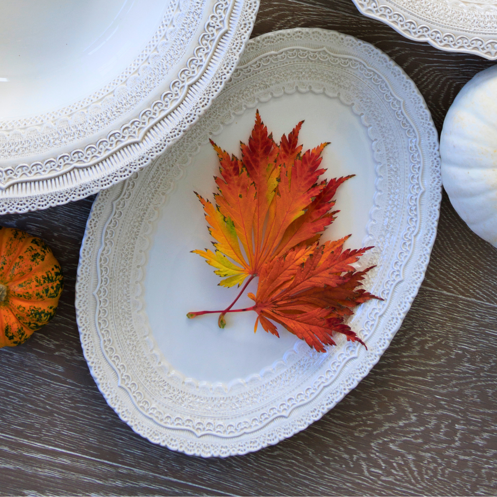 Handmade Oval Italian Platter | Lace