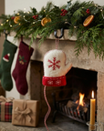 Hand Embroidered Wool Mitten Ornament