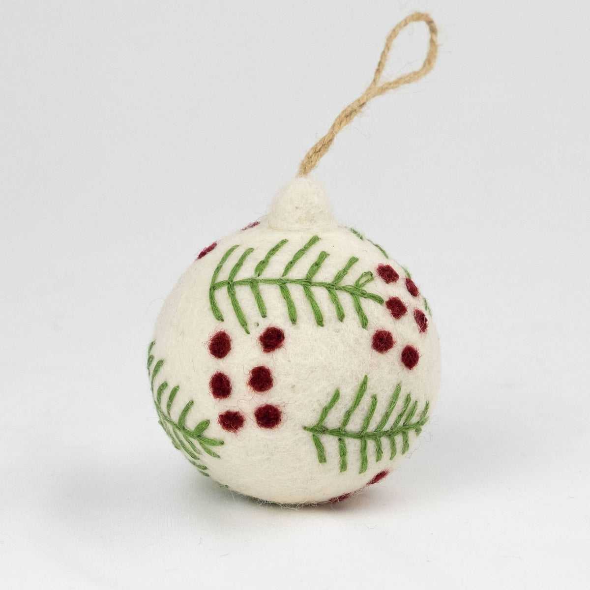 Nordic Embroidered Wool Bauble Ornaments