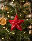 Hand Red Wool Star Ornament