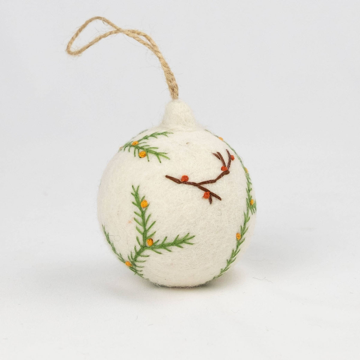 Nordic Embroidered Wool Bauble Ornaments