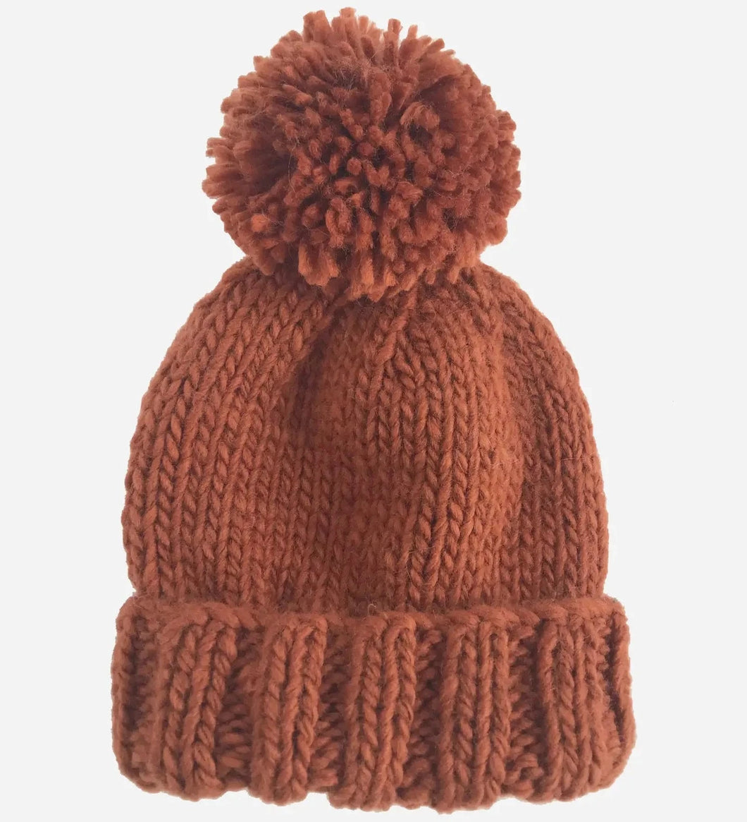 Classic Knit Pom Hat | Cinnamon