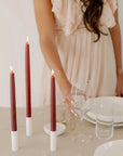 Burgundy | 14" Beeswax Taper Candles | Set of 2