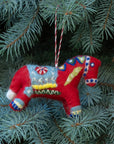 Scandinavian Embroidered Dala Horse Ornament