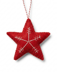 Hand Red Wool Star Ornament