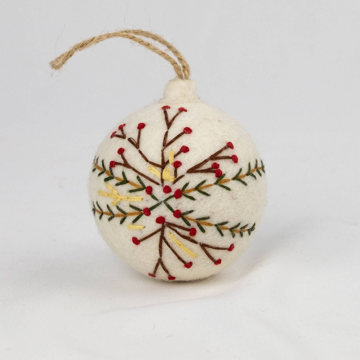 Nordic Embroidered Wool Bauble Ornaments