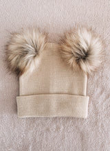 Load image into Gallery viewer, Knit Double Pom Beanie Hat | Oatmeal
