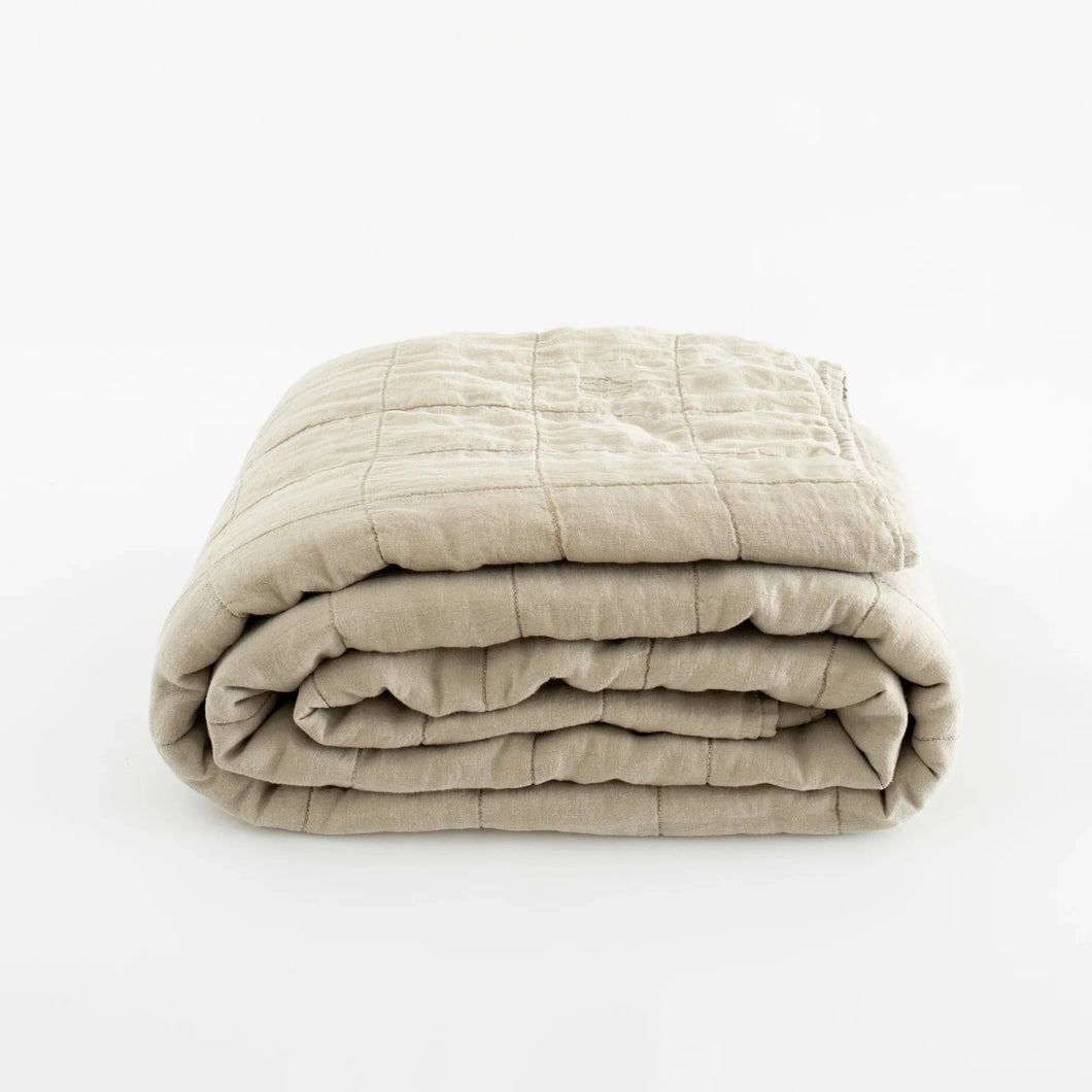 Stonewashed Linen Coverlet | Flax