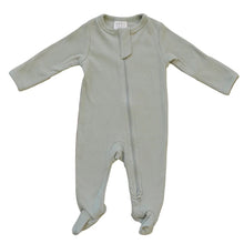 Load image into Gallery viewer, Organic Cotton Ribbed Zipper Footed Pajamas | Sage
