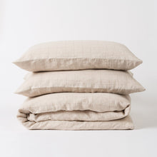 Load image into Gallery viewer, Grid Linen Pillowcase Pair | Natural + Raisin
