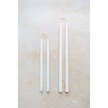 Load image into Gallery viewer, Slim European Hand-Dipped 12&quot;H Taper Candles | Set of 2 | Hibiscus White
