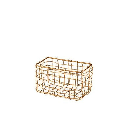 Brass Rectangular Wire Basket | Small