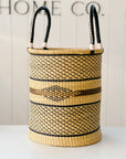 The Drum Basket No. 8 | Natural with Navy and Brown