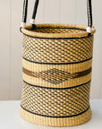 The Drum Basket No. 8 | Natural with Navy and Brown