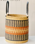 The Drum Basket No. 7 | Natural with Navy and Rust