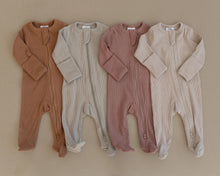 Load image into Gallery viewer, Organic Cotton Ribbed Zipper Footed Pajamas | Dusty Rose
