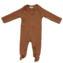 Load image into Gallery viewer, Organic Cotton Ribbed Zipper Footed Pajamas | Rust
