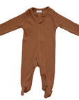 Organic Cotton Ribbed Zipper Footed Pajamas | Rust