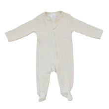 Load image into Gallery viewer, Organic Cotton Ribbed Zipper Footed Pajamas | Vanilla
