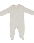 Organic Cotton Ribbed Zipper Footed Pajamas | Vanilla