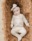 Organic Cotton Ribbed Zipper Footed Pajamas | Vanilla