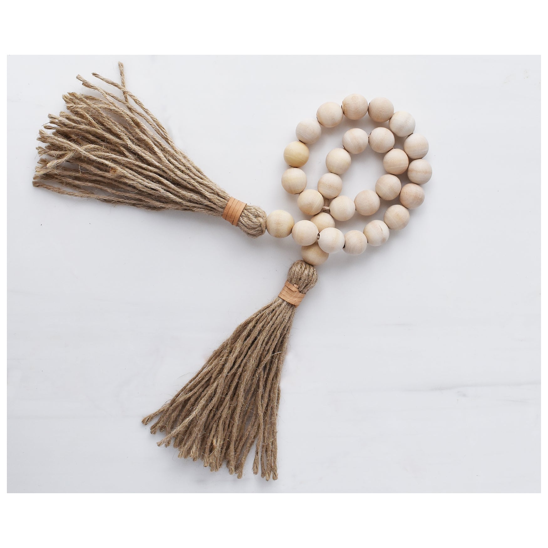 Wood Beads - Natural with Jute