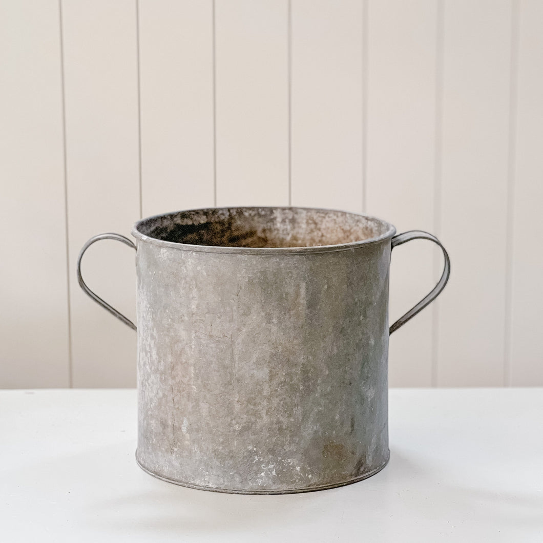 Vintage Galvanized Planter | Drum Bucket