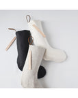 Natural Linen Stocking | "Fa La La" Leather Hang Tag