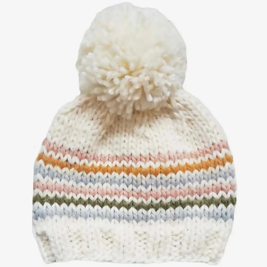 Retro Stripe Knit Pom Hat | Multi